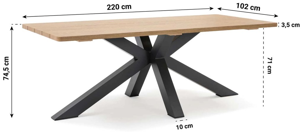 Tuinset 6 personen 220 cm Outdoor textiel Grijs Lifestyle Garden Furniture Andorra/Azzurro