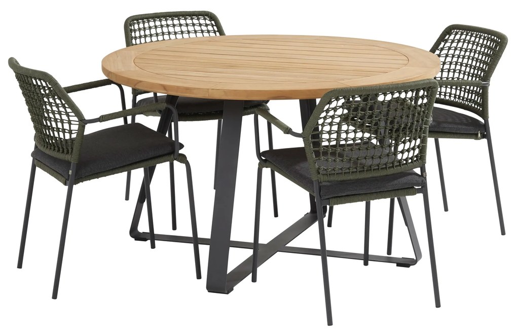 Basso Barista dining tuinset 130xH75 cm rond 5-delig groen Taste 4SO