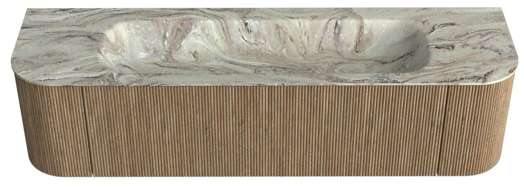 Mondiaz Kurve-dlux 170cm badmeubel ronding links/rechts dusk met 1 lade en 2 deuren en wastafel big large midden zonder kraangat glace