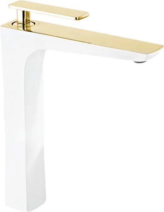 Mexen Indus hoge wastafelkraan, wit/goud - 744610-25