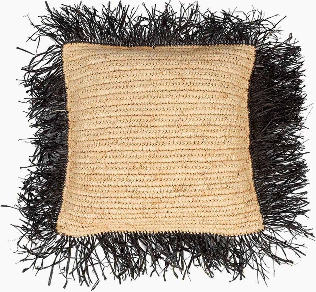 Handgeweven kussenhoes Raffia