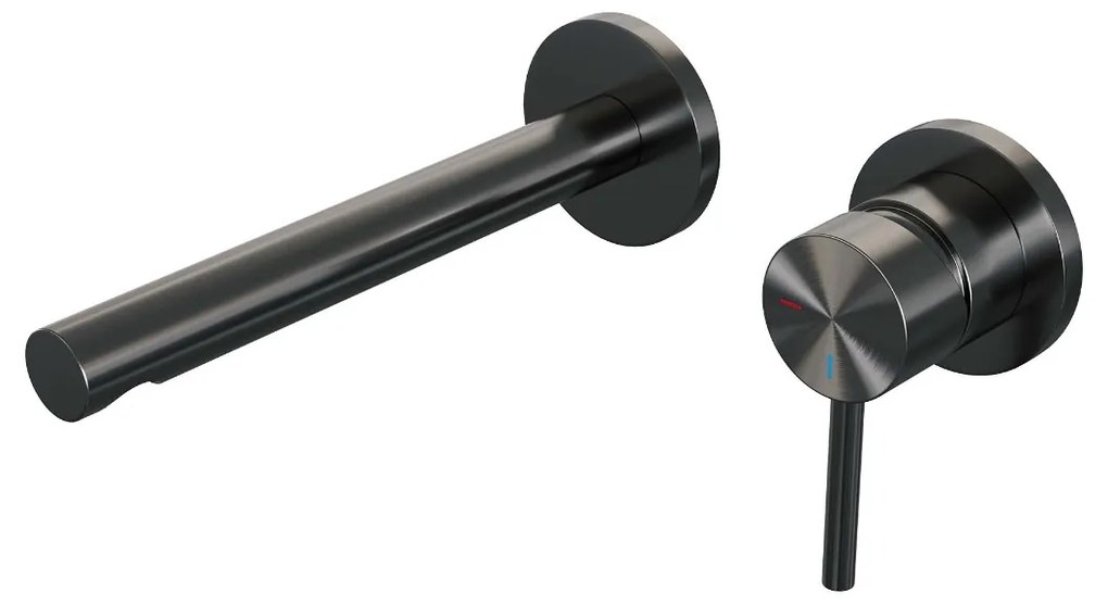 Brauer Gunmetal Edition ColdStart wastafelkraan inbouw rechte uitloop en rozetten model A1 gunmetal geborsteld PVD