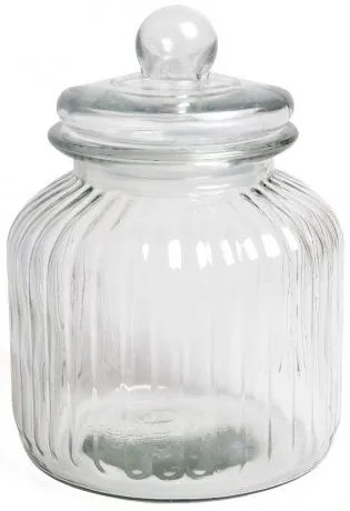 Voorraadpot, glas, ribbels, 2,2 liter