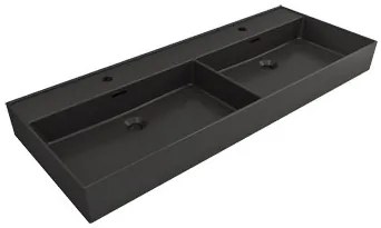 Plieger Kansas badmeubel 120cm met dubbele zwarte wastafel en 2 kraangaten walnoot