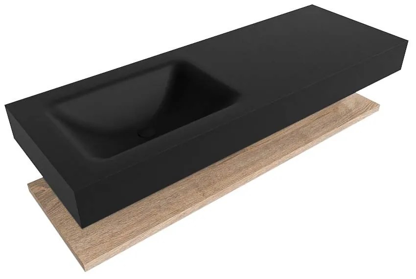 Zaro Alan badmeubel 130cm met planchet washed oak en vrijhangende wastafel cloud links zonder kraangat urban