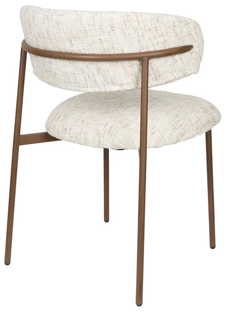 Vintage Eetkamerstoel Walnoot Off-white