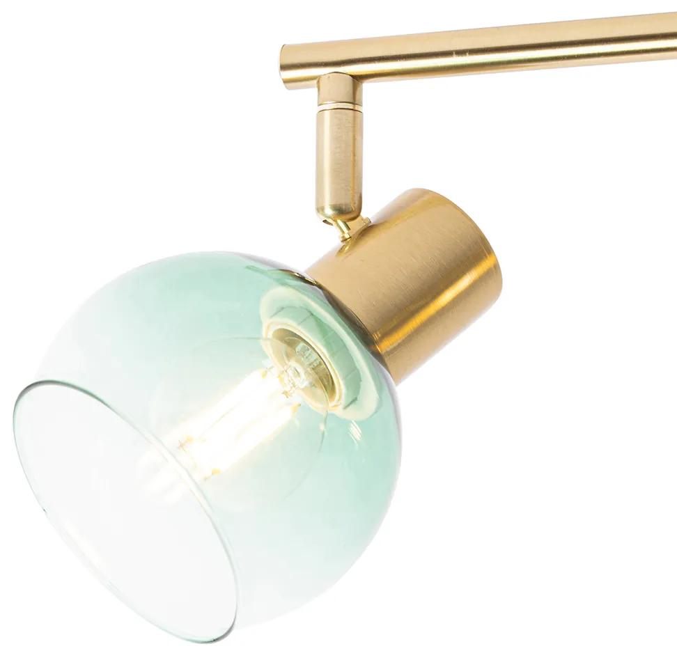 Art Deco Spot / Opbouwspot / Plafondspot goud met groen glas 4-lichts - Vidro Art Deco E14 Binnenverlichting Lamp
