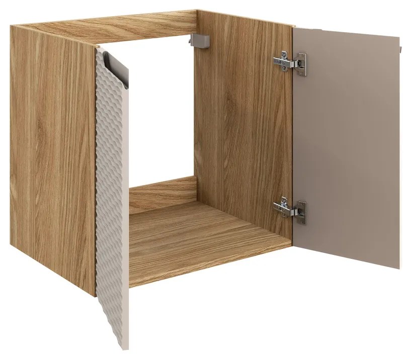 Comad Ocean Beige badmeubel 60cm met 2 deuren en wastafel wit glans