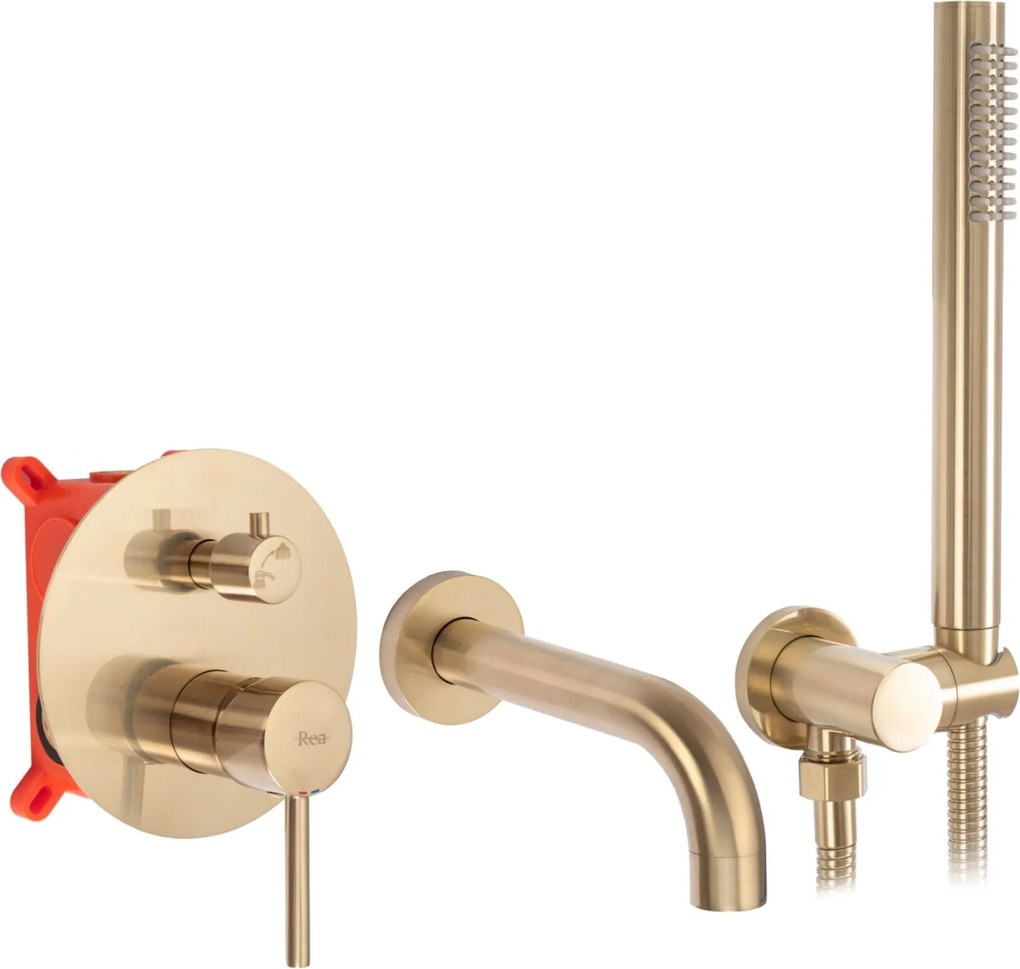 Inbouw badmengkraan Rea Lungo Gold Brush + BOX