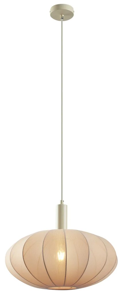 Japandi hanglamp beige met stoffen kap - BidaJapandi E27 Scandinavisch rond Binnenverlichting Lamp