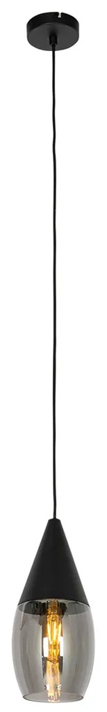 Moderne hanglamp zwart met smoke glas - Drop Modern E27 ovaal Binnenverlichting Lamp