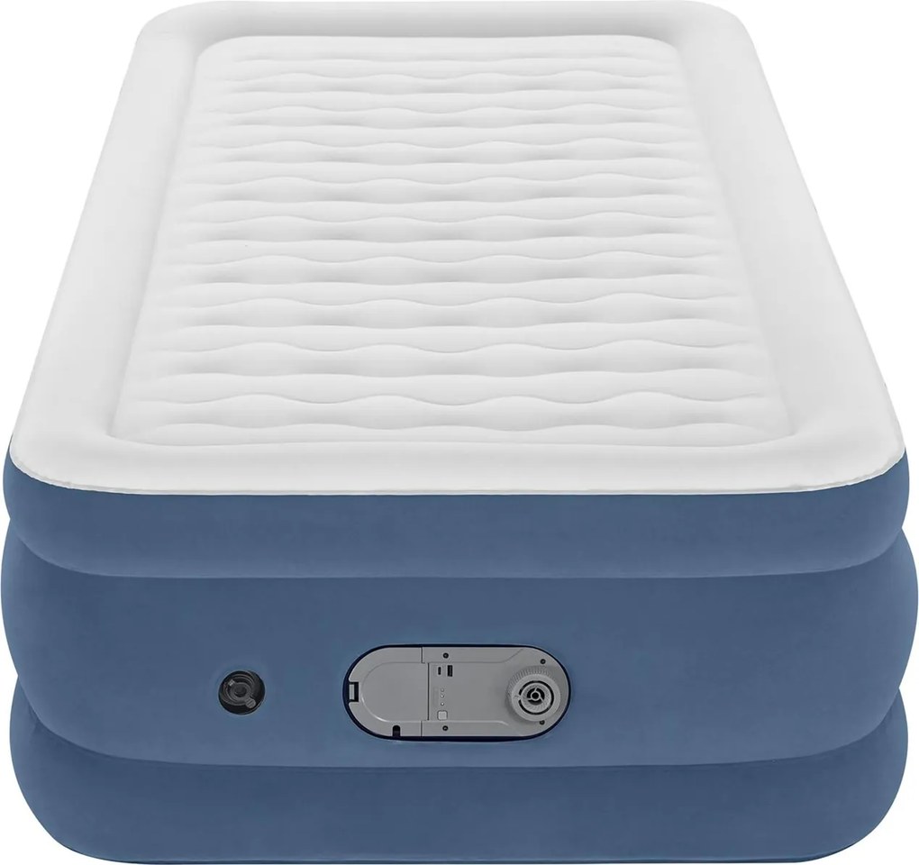 Bestway luchtbed'AlwayszAire Twin'- 191x97x46 cm - met ingebouwde USB pomp - blauw/wit