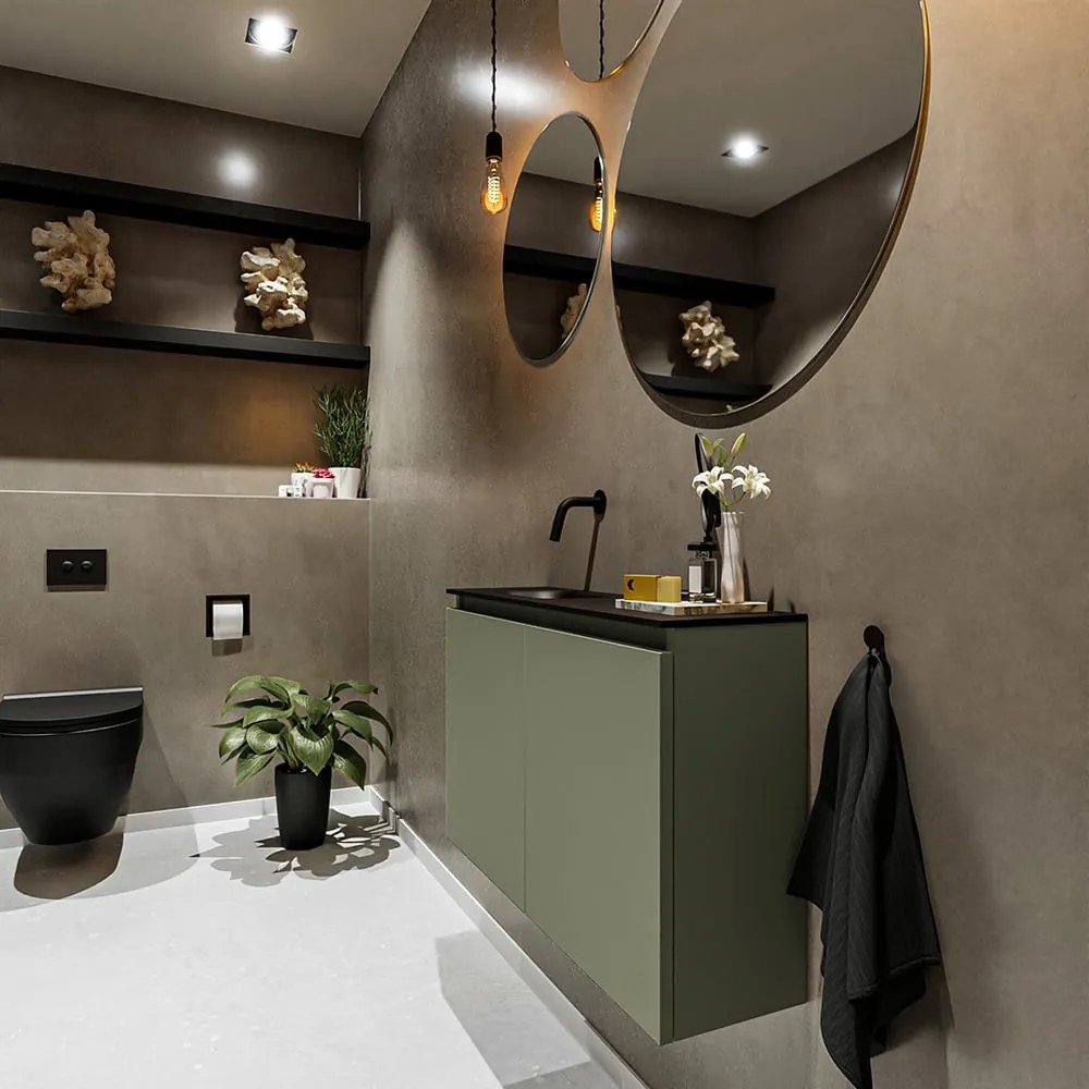 Mondiaz Ture 80cm toiletmeubel army met wastafel urban links geen kraangat