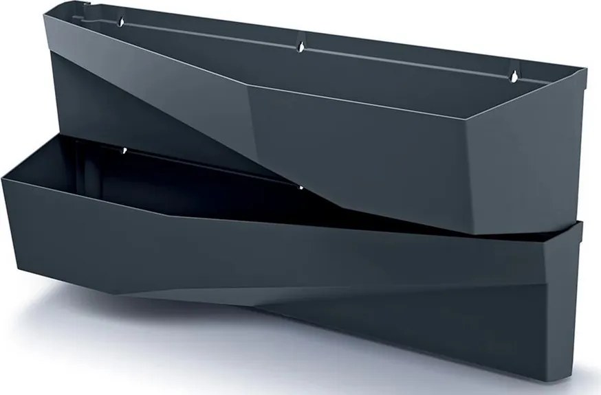 Prosperplast Verticale Tuin Hangende Plantenbakken - Set van 2 - Antraciet (78x19x35 cm)