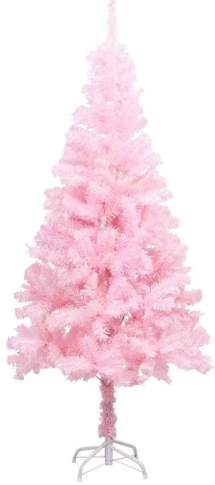 vidaXL Kunstkerstboom met LED's en kerstballen 150 cm PVC roze