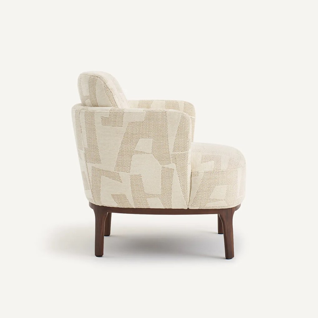 Fauteuil, massief notenhout en jacquard stof, JABOTE