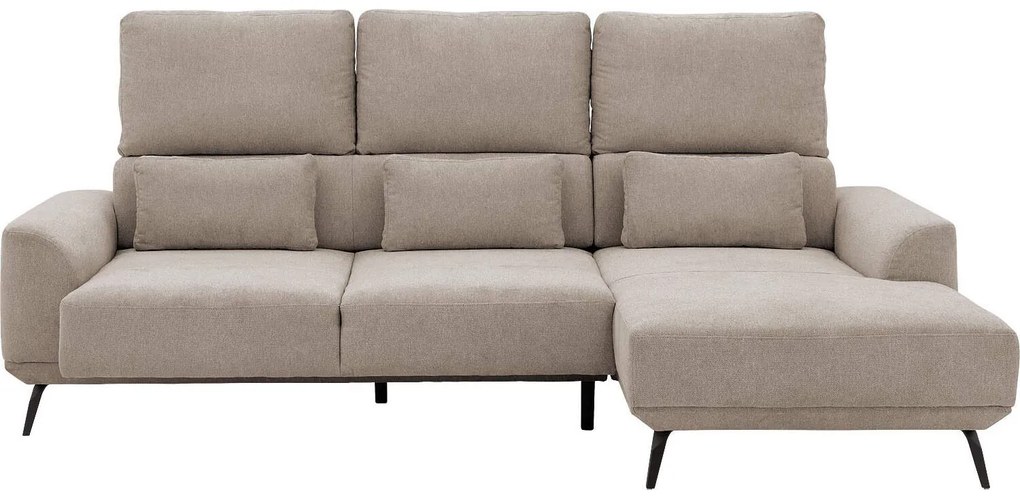 Goossens Excellent Bank Princess Met Elektrisch Uitschuifbaar Zitvlak beige, stof, 3-zits, elegant chic met chaise longue rechts