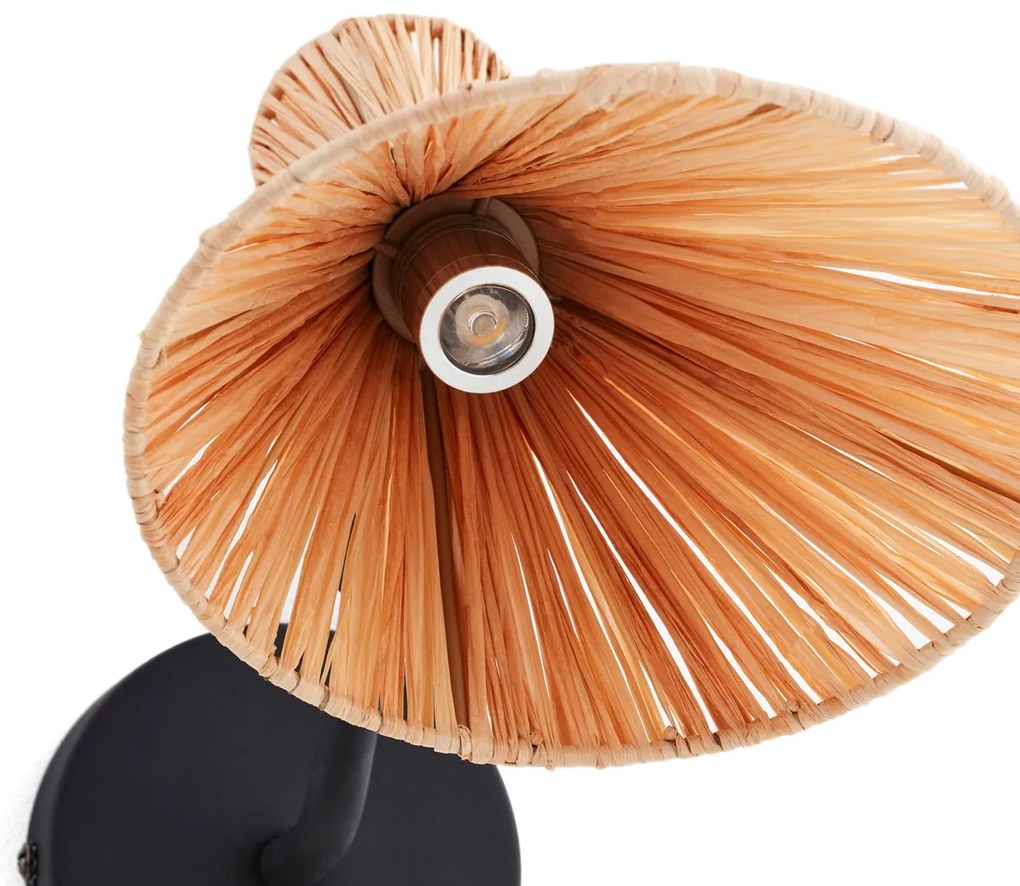 Wandlamp in metaal en raffia, Rozza