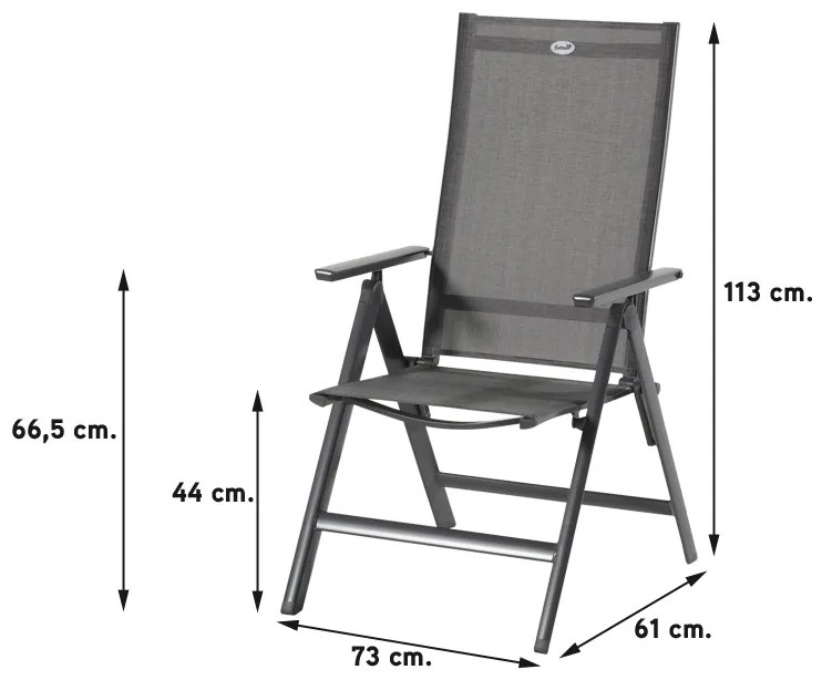Hartman Aruba/Alma 4-persoons verstelbare tuinset 160x90 cm. - Antraciet