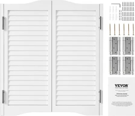 VEVOR Saloondeur 900x28x900 mm, draaideur met scharnieren en beslag, eenvoudig te installeren, gebogen binnendeuren voor cafés, gangen, keukens, bars, pubs en entrees, wit