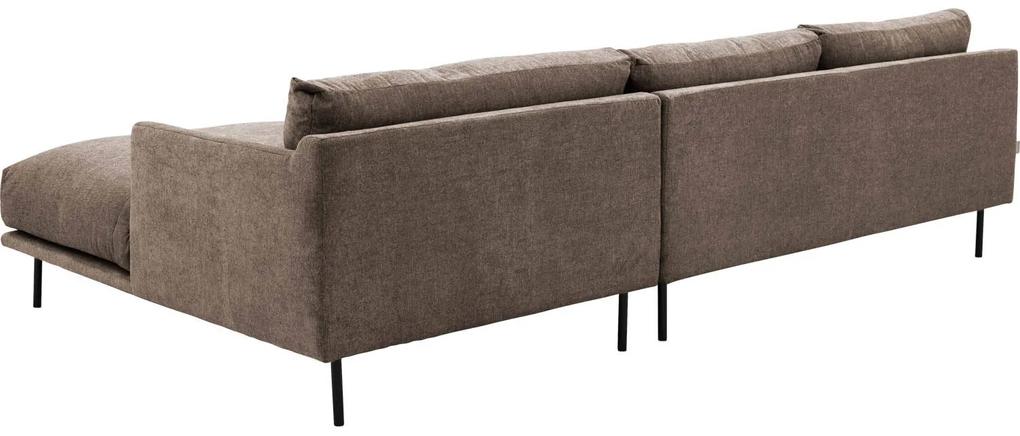 Goossens Bank Luxor Stof bruin, stof, 2,5-zits, modern design met chaise longue rechts