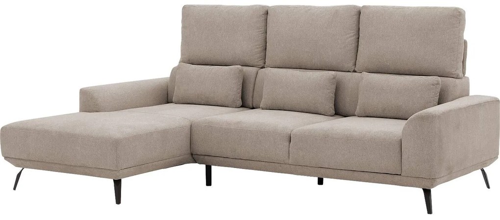 Goossens Excellent Bank Princess Met Elektrisch Uitschuifbaar Zitvlak beige, stof, 2,5-zits, elegant chic met chaise longue links