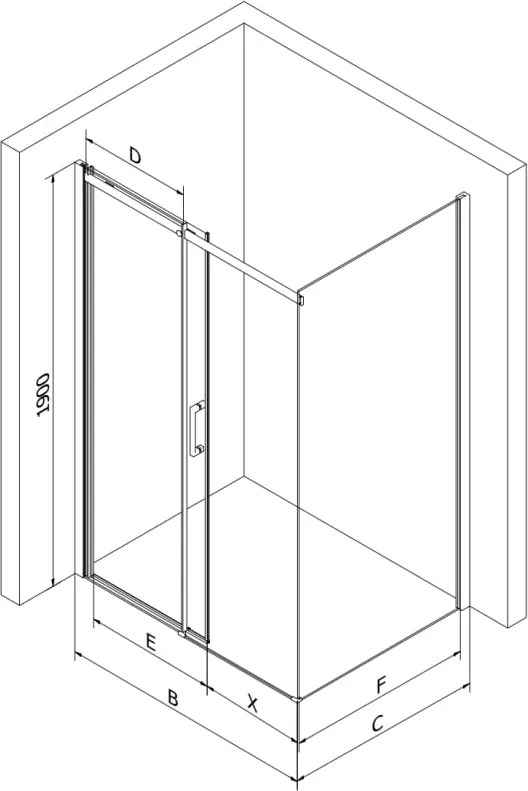Mexen Omega schuifbare douchecabine 120 x 70 cm, transparant, chroom + Flat douchebak - 825-120-070-01-00-4010