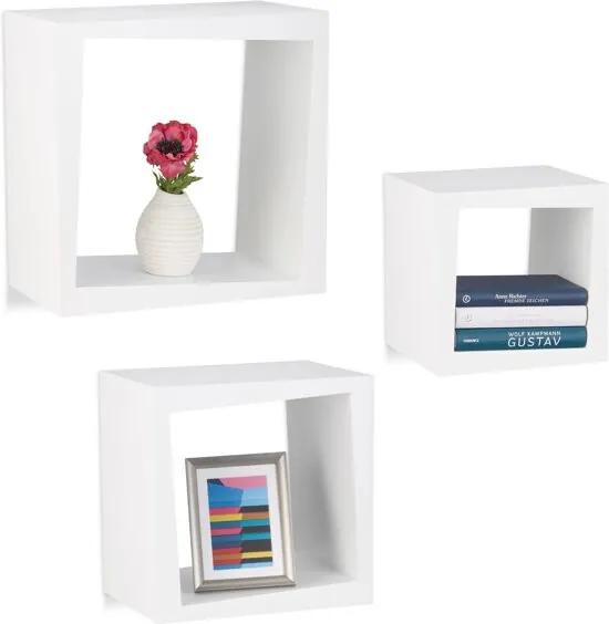 Wandplank set van 3 - design - blinde montage - boekenplank - decoratief - open wit