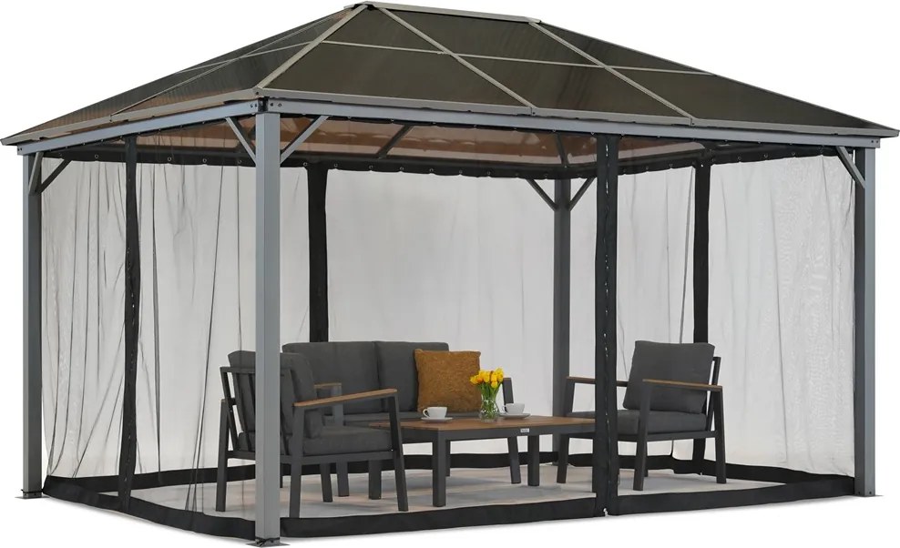 Tuinhuisje Milos 3x4m met klamboe Tuinpunt grijs