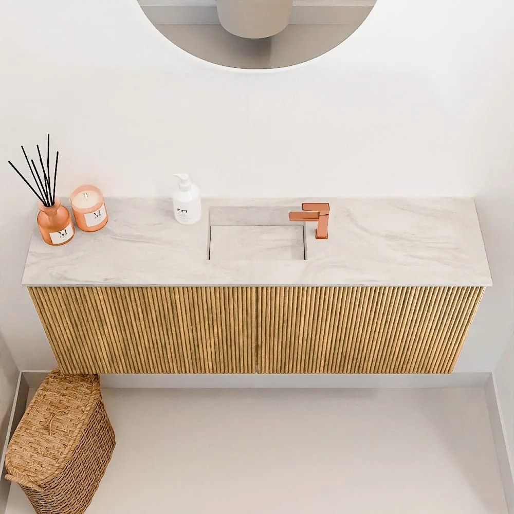 Mondiaz Joya DLux 100cm toiletmeubel oak met wastafel faye midden 1 kraangat ostra