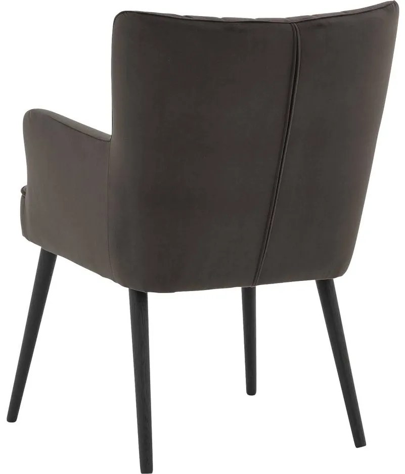 Goossens Eetkamerstoel Rob bruin velvet stof met armleuning, urban industrieel