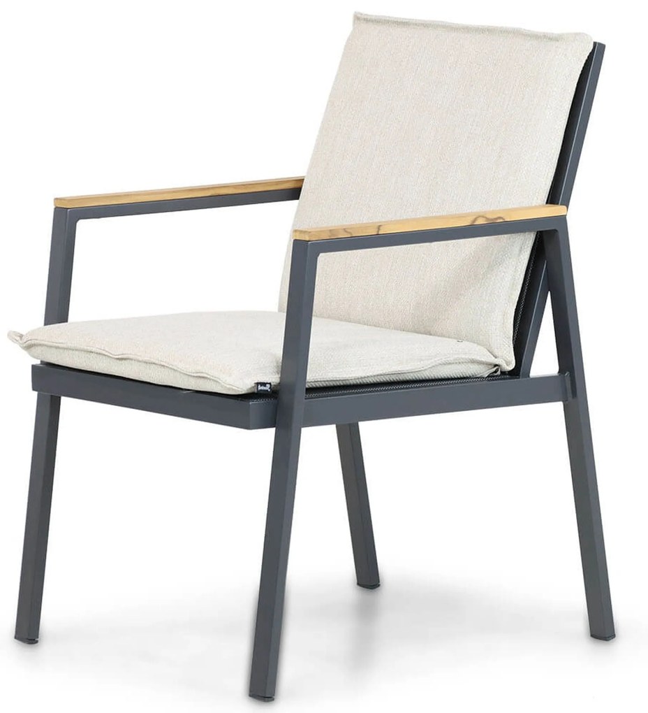 Tuinstoel Aluminium/teak Grijs-antraciet Hartman Lino