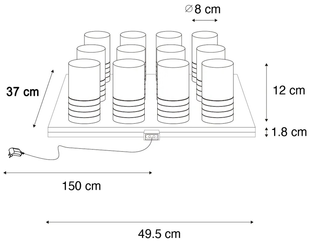 Set van 12 tafellampen goud RGBW oplaadbaar incl. laadstation - Alessia
