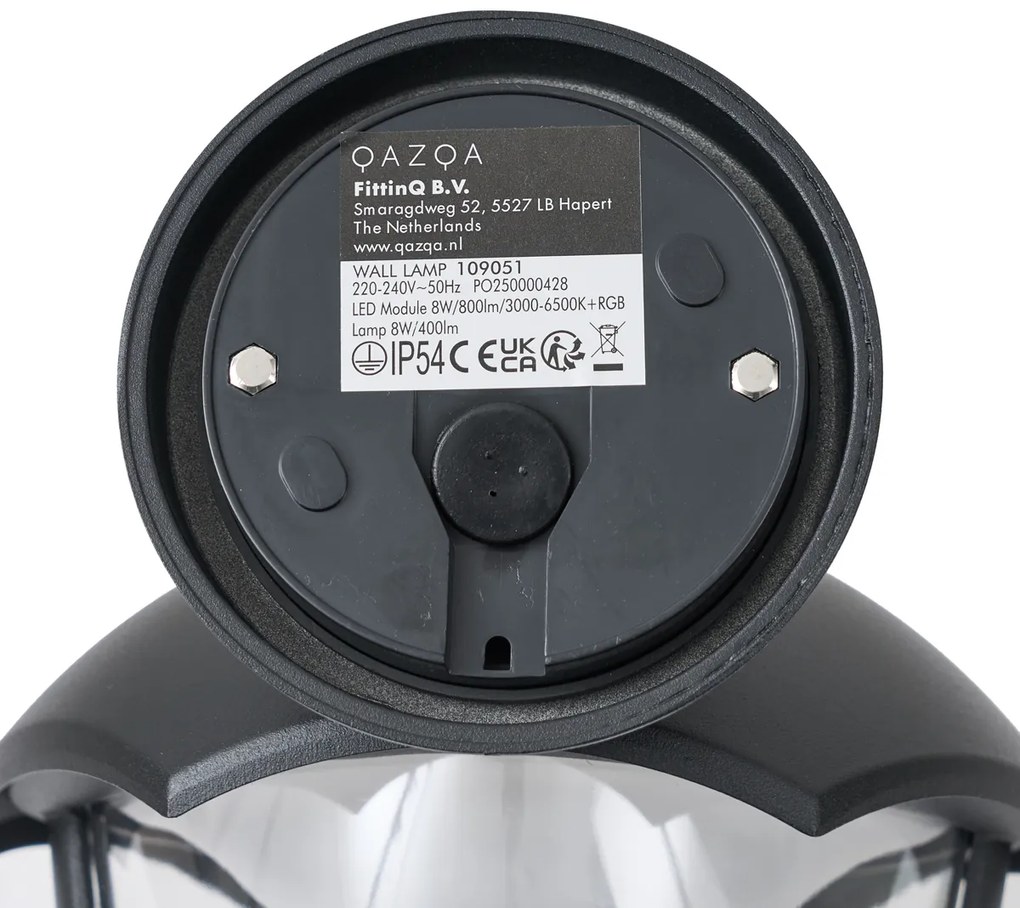 Smart buiten wandlamp zwart met helder glas incl. LED IP54 - Classica