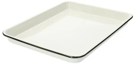 Dienblad &amp; bakplaat, emaille, wit/zwart, 42 x 32 cm