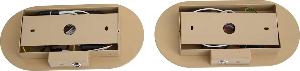 Set van 2 retro wandlampen taupe incl. LED 3-staps dimbaar en USB-C - Lila