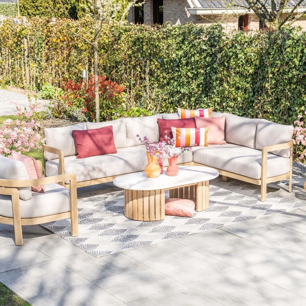 Garden Impressions Sirocco lounge dining set 3-delig rechts - acacia - grey sand