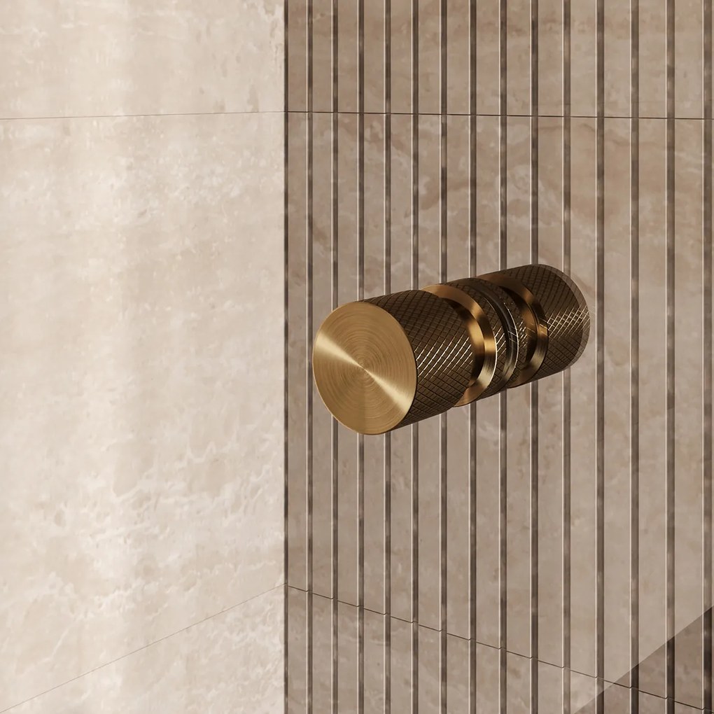 Brauer Void Carving profielloze douchecabine 90x100cm messing geborsteld PVD