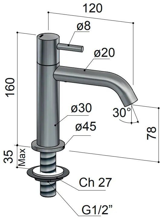 Hotbath Archie fonteinkraan gunmetal geborsteld PVD