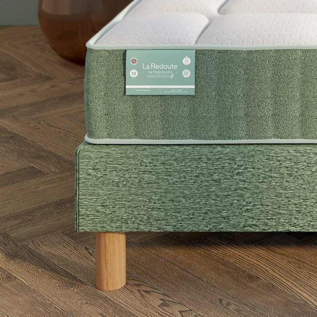 Set van boxspring en matras voor een gevoelige rug, 1362 veren, stevig, met een stevige ondersteunin