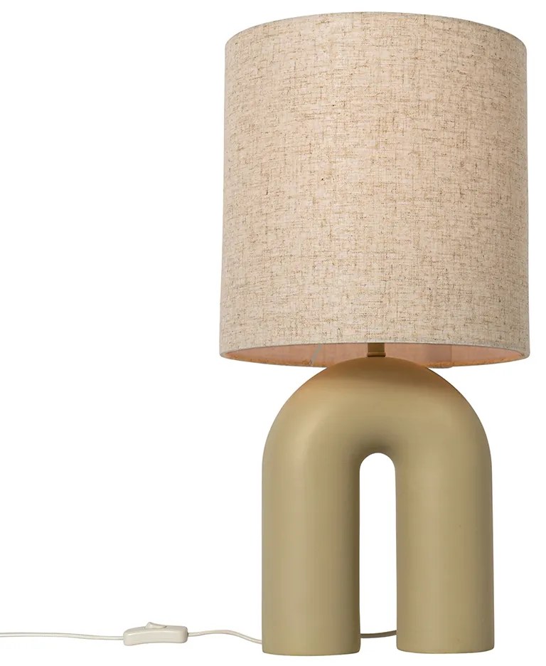 Design tafellamp beige met linnen kap beige - Lotti Design, Modern E27 Binnenverlichting Lamp