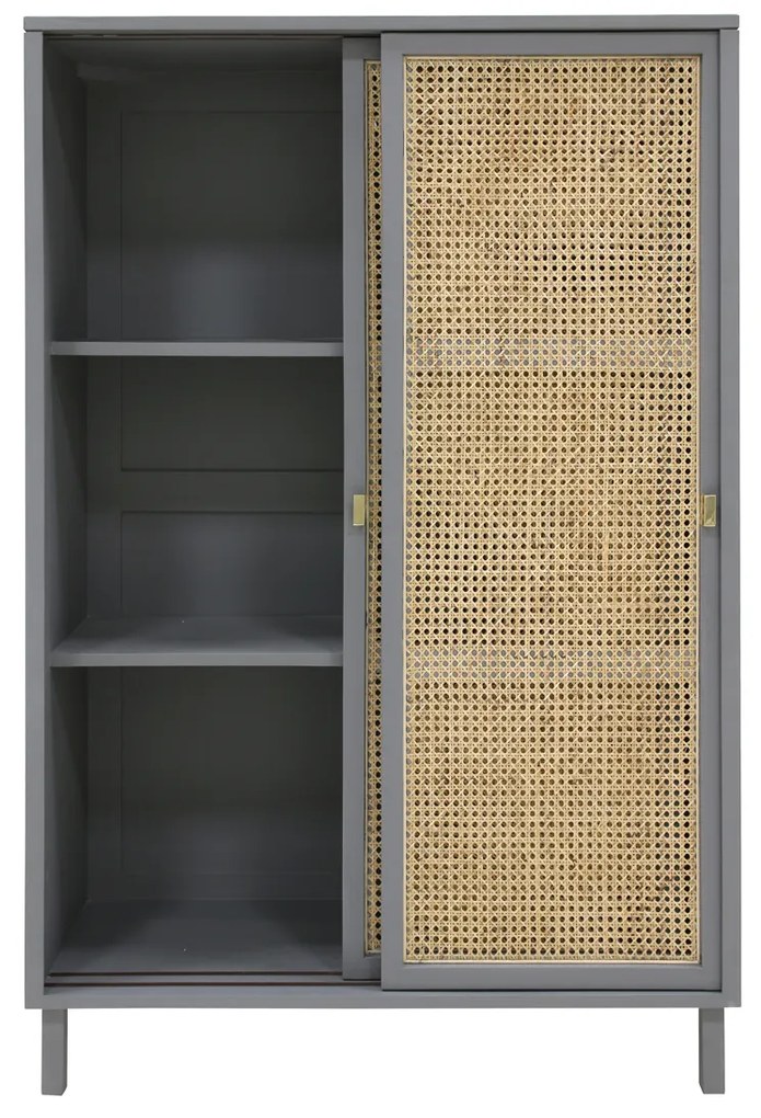 HKliving Webbing Webbing Kast Met Schuifdeuren Grijs - 95x40x140cm.