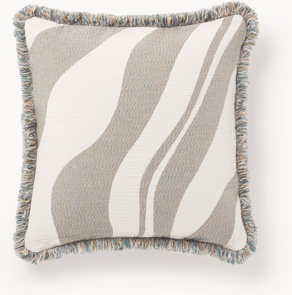 Jacquard kussenhoes Rui met franjes