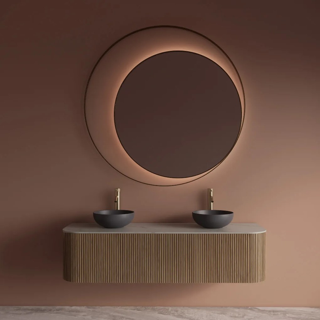 Gliss Design Kosmos spiegel rond met cirkel 140cm mat goud met handsensor