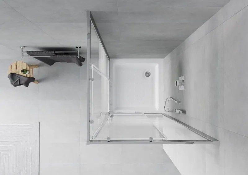 Mexen Rio vierkante douchecabine 70 x 70 cm, witte strepen, chroom + douchebak, wit - 860-070-070-01-20-4510