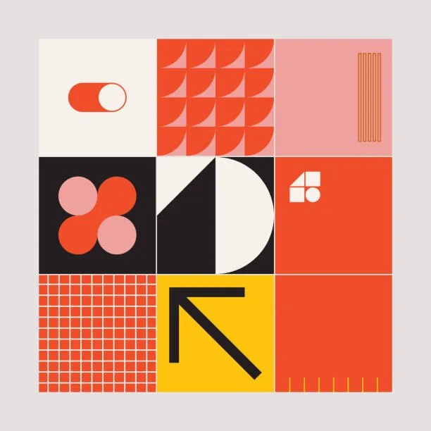 Ilustratie Brutalism Design Abstract Vector Pattern, Normform