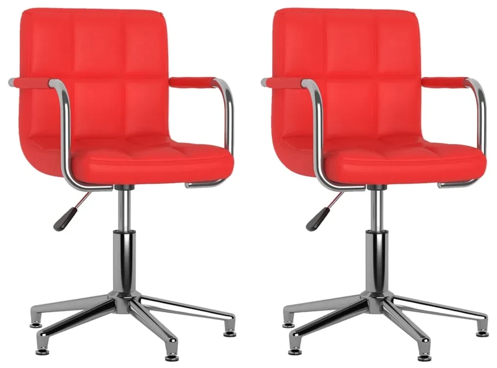 vidaXL Eetkamerstoelen 2 st draaibaar kunstleer rood