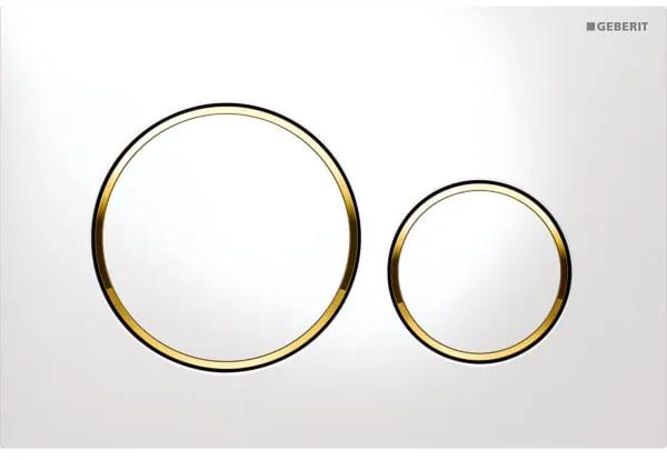 Geberit Sigma 20 bedieningsplaat - glans wit - ringen goud verguld