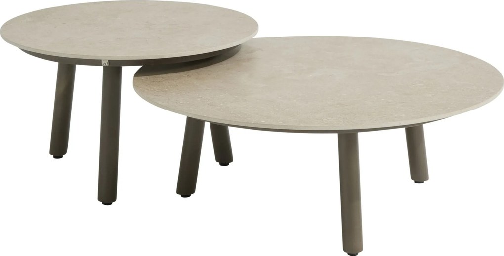 Salute ronde lounge tuintafels set van 2 ceramic sabbia panna terre Taste 4SO