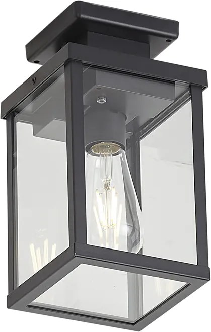 Moderne buiten plafondlamp zwart met bewegings- en schemersensor IP44 - Rotterdam